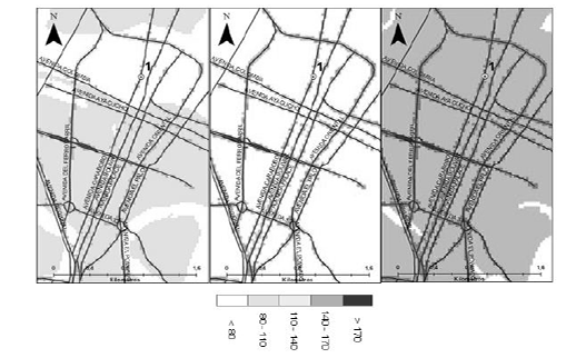 Figura 7. Concentraci&oacute;n de PM10 en
el centro de la ciudad en marzo (MR), junio (JN) y octubre (OC);
respectivamente.