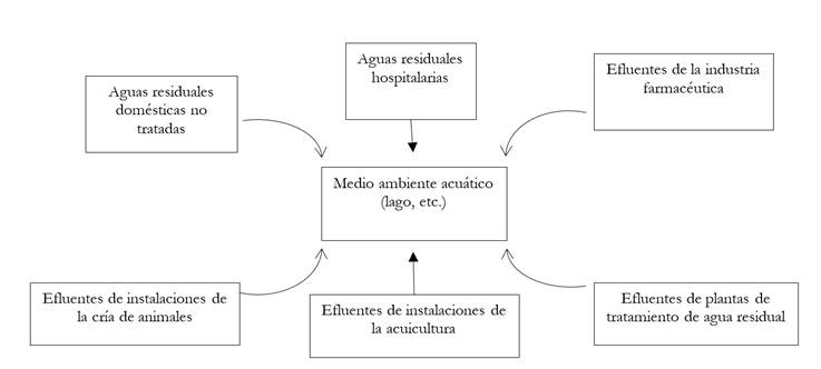 Fuentes de contaminación del medio ambiente acuático con antimicrobianos, bacterias resistentes y genes de resistencia a los antibióticos