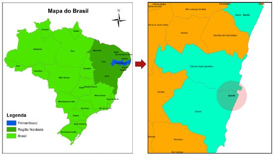 Localización de los CIPS en los municipios de Cabo de Santo Agostinho e Ipojuca/ Pernambuco/ Brasil.