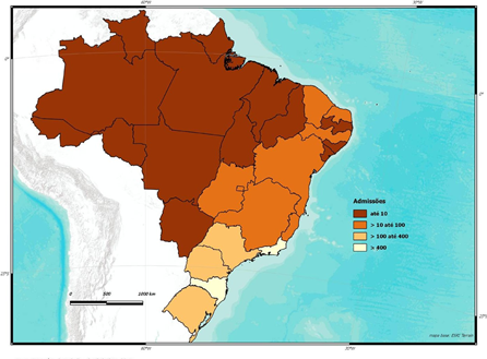 Admisiones de argentinos, por Unidades de la Federaci&oacute;n. Brasil, 2017