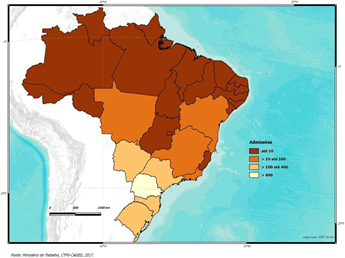 Admisi&oacute;n de Paraguayos por Unidades de la Federaci&oacute;n. Brasil, 2017