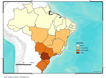 Dimisi&oacute;n de Paraguayos por Unidades de la Federaci&oacute;n. Brasil, 2017