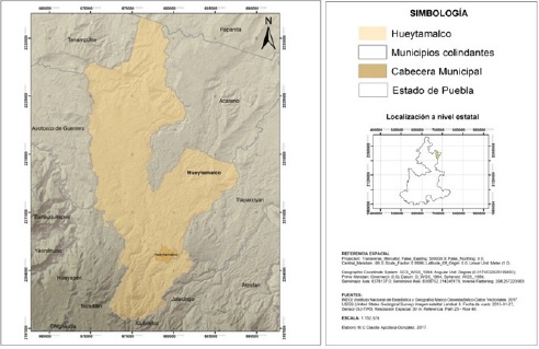 Localizaci&oacute;n geogr&aacute;fica del Municipio de Hueytamalco