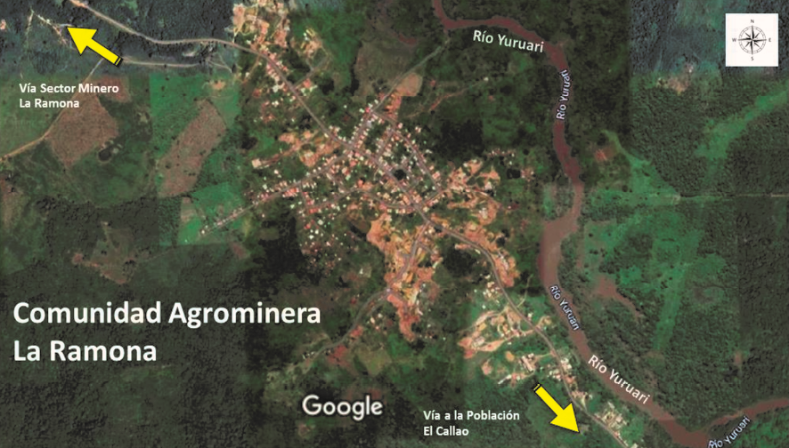 Vista satelital de la comunidad agrominera