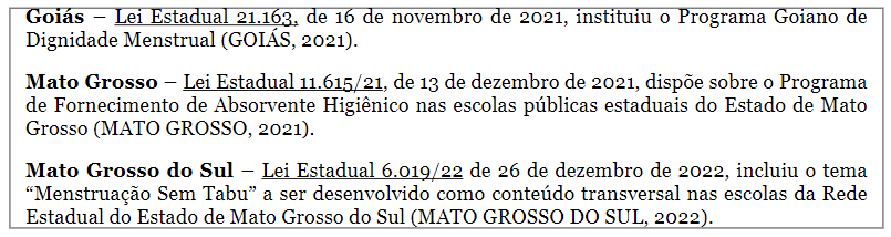Leis aprovadas na regio Centro-Oeste.