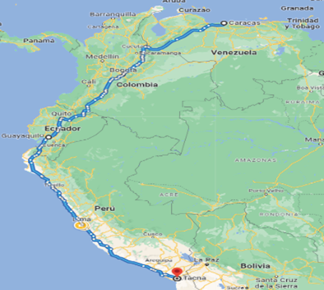 Ruta entre Caracas y Tacna