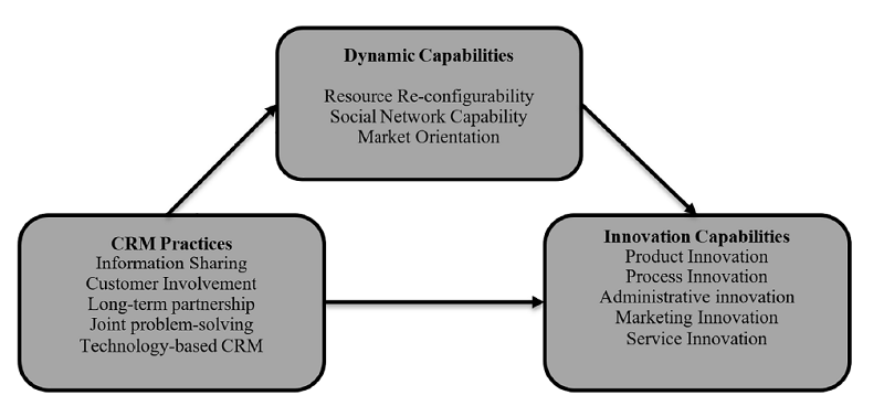 Research model - adapted from Lin et al. (2010), Teece (2007) and
							Desai et al. (2007)