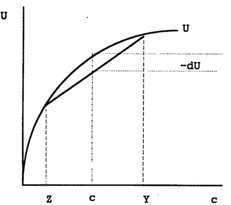 Graph - positive, increasing, concave utility function