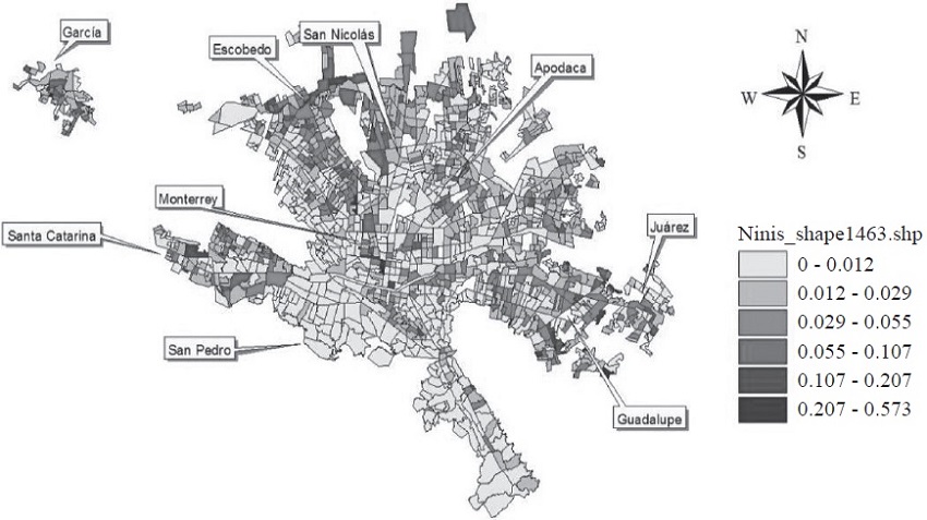 Porcentaje de ninis en AMM.