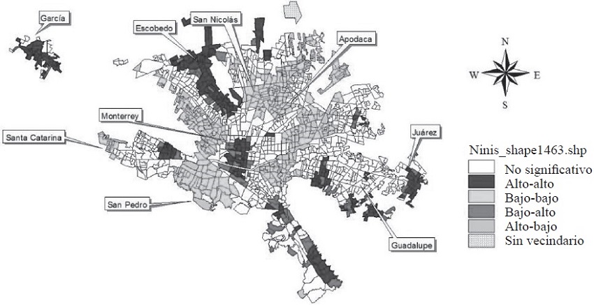 Autocorrelaci&oacute;n espacial local. &Iacute;ndice de rezago social en AMM.