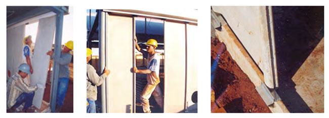 Processo de montagem das divis&oacute;rias de argamassa armada