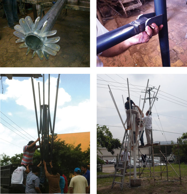 La manufactura en acero facilit&oacute; la construcci&oacute;n del paraguas retr&aacute;ctil, ya que por su alta resistencia a la tracci&oacute;n puede estabilizar la tensi&oacute;n que generar&aacute; el manto sobre ella