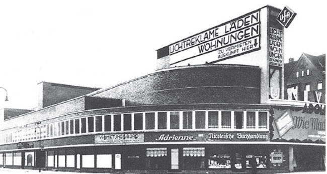 Fachada del Universum Cinema (Erich Mendelsohn, 1928)
