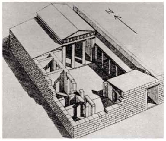 Casa griega cl&aacute;sica, orientada al sur