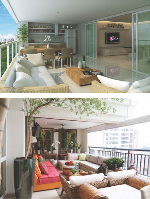 Im&aacute;genes publicitarias de desarrollos inmobiliarios. La varanda gourmet es un espacio multiuso que pretende ser el centro de la vida cotidiana