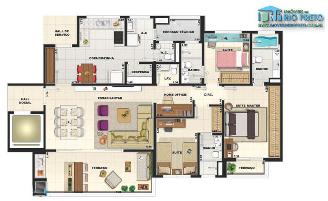 Emprendimiento en S&atilde;o Jos&eacute; do Rio Preto. La varanda o terra&ccedil;o es una aut&eacute;ntica sala de estar exterior, con mobiliario completo