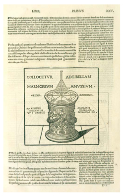  Dibujo de un dispositivo seg&uacute;n el mismo principio de la Torre dei venti, en la edici&oacute;n de De architectura libri dece de Vitruvio, hecha por Cesare Cesariano en 1521 (Libro I, Cap&iacute;tulo VI).