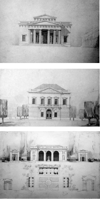 Algunos proyectos de taller realizados por Alfonso Carvajal Escobar durante el tiempo de sus estudios en la ENSBA, con Gromort.