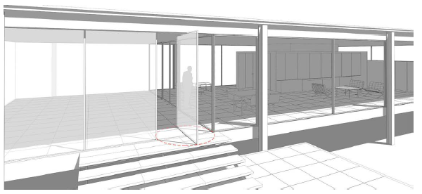 Dibujo tridimensional que muestra la porci&oacute;n de terraza con el mosquitero planeado para la temporada de verano.