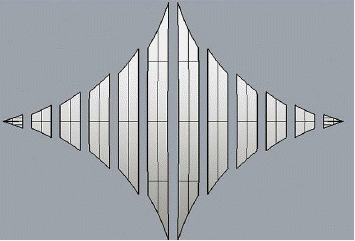 Imagen de la sección alineada y acomodada de la primera pieza de la velaría, vista en planta.