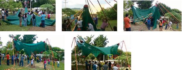 Primer montaje de la velaría.