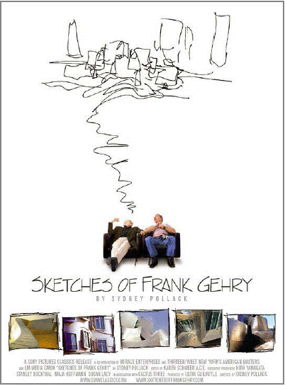 Versión en francés del afiche promocional del documental Sketches of Frank Gehry, dirigido por Sidney Pollack y estrenado en 2006.