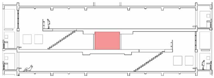Corredor en Unidad Habitacional de Marsella