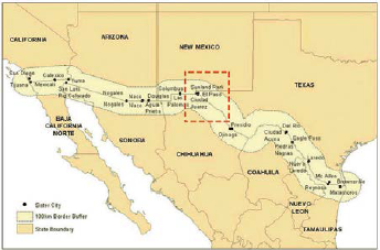 Frontera entre Estados Unidos y M&eacute;xico.