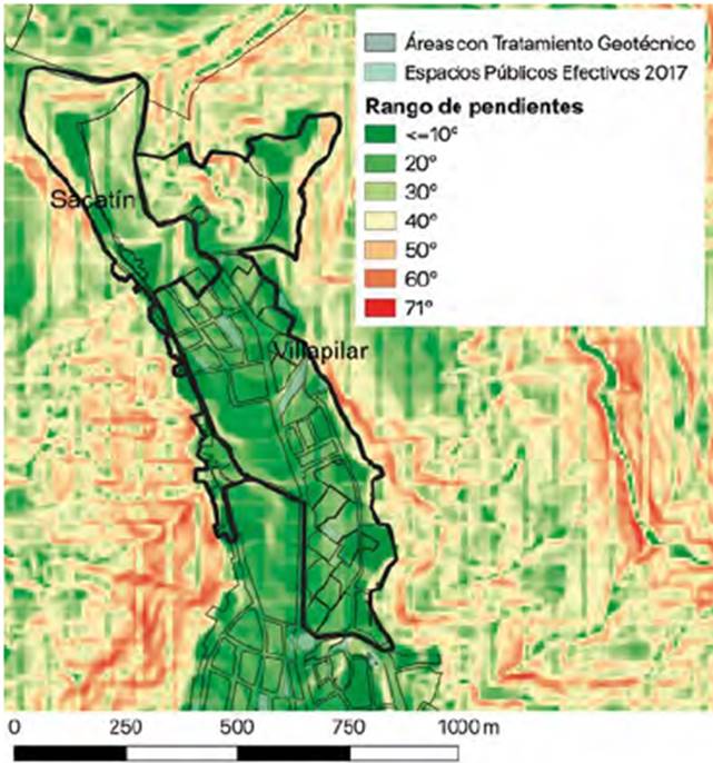 Trama lineal en los barrios Sacat&iacute;n y Vivienda Popular.
