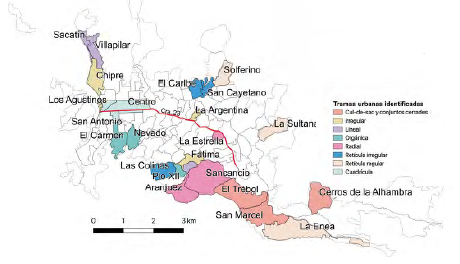Barrios seleccionados por tramas.