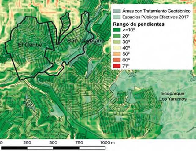 Trama de ret&iacute;cula irregular en los barrios El Caribe y San Cayetano.