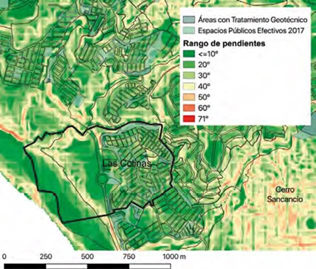 Trama de ret&iacute;cula irregular en el barrio Las Colinas.