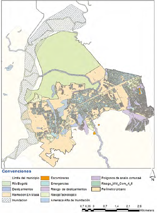 Zonas de riesgo del municipio de Soacha (1990)