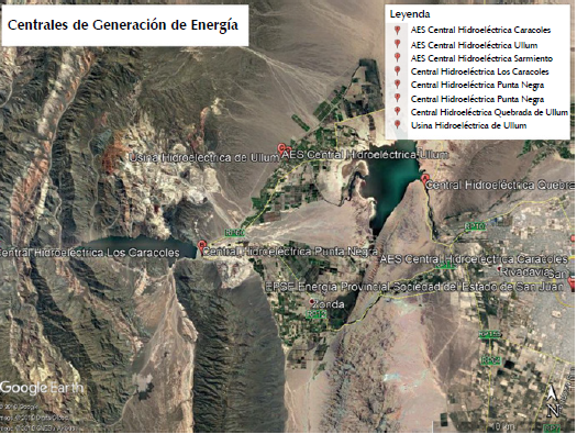 Imagen satelital del sistema interconectado de represas