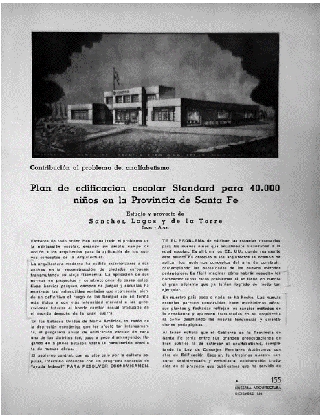 Publicación del plan para la provincia de Santa Fe en Nuestra Arquitectura.