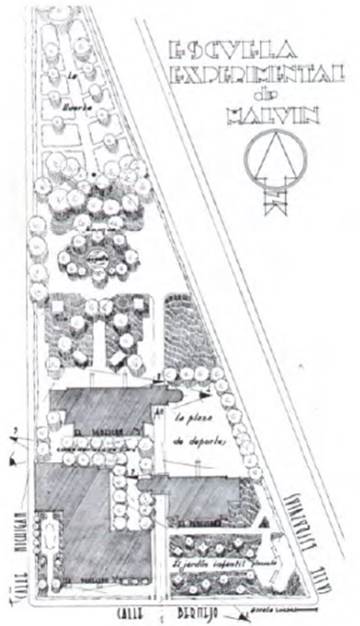 Escuela Experimental de Malvín (1927-1929). Planta de techos.