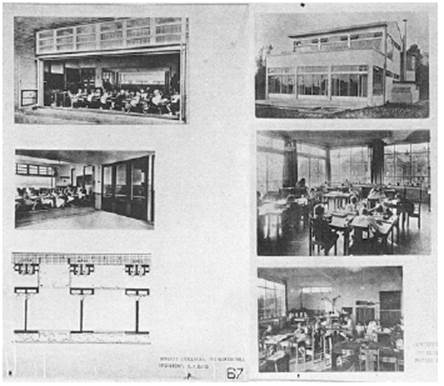 Ejemplos de aulas. Paneles en la Exposición Internacional de Escuelas Modernas (Madrid, 1932-Barcelona, 1933).
