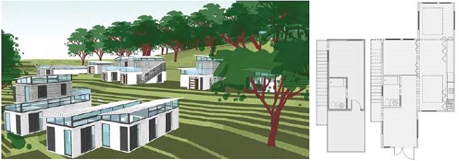 Proyecto de la estudiante de arquitectura Sachely Feliciano (2018), donde se explora la reutilizaci&oacute;n adaptativa de los m&oacute;dulos de Moshe Safdie como modelos de vivienda adaptable.