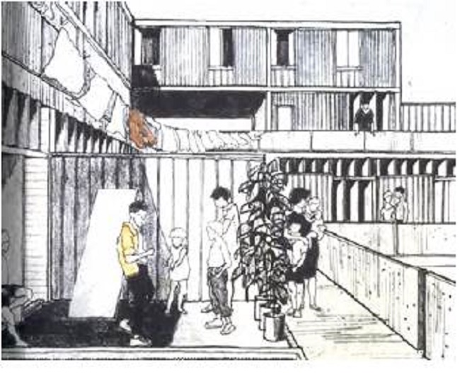 Proyecto de soportes y unidades separables de vivienda colectiva, dise&ntilde;ado por el arquitecto Jan Wampler en 1967.