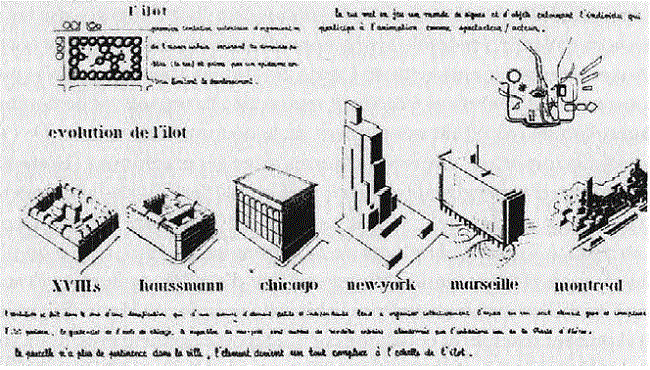 Extracto de un panel presentado por Panerai en el marco del Grand Prix International d'Urbanisme et d'Architecture, concedido por la asociaci&oacute;n "Construction & Humanisme" en su segundo encuentro anual, en Cannes durante marzo de 1970.