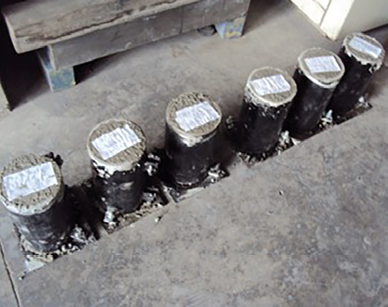 Probetas de MCV y MSM para fallado a siete d&iacute;as.