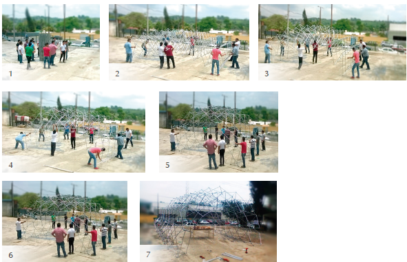 (1-7). Proceso de alzado, para determinar c&oacute;mo se comportar&iacute;a el modelo ya construido.