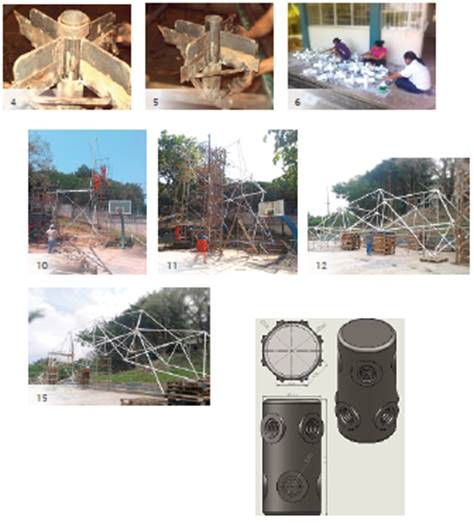 Esquema y medidas del modelo tentativo para manufacturar el nodo est&aacute;ndar de la cubierta retr&aacute;ctil.