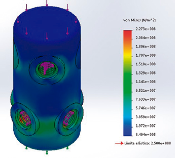 Deformaci&oacute;n del material utilizado en la simulaci&oacute;n estructural.