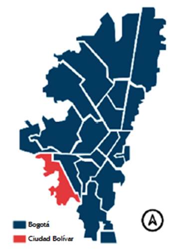 Localizaci&oacute;n de Ciudad Bol&iacute;var en Bogot&aacute;, D. C., UPZ Lucero (2021). CC BY-NC.