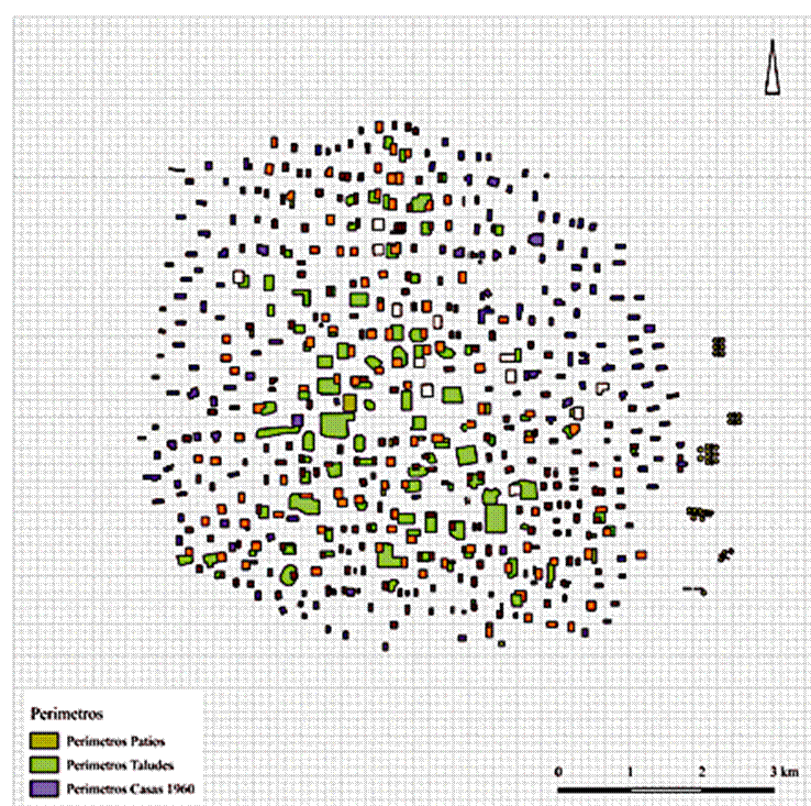 Mapa de la condici&oacute;n de la huella urbana en 1961