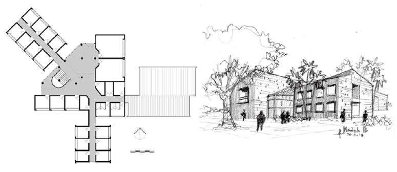 Planta arquitectónica, cubículo de profesores B (UCA).