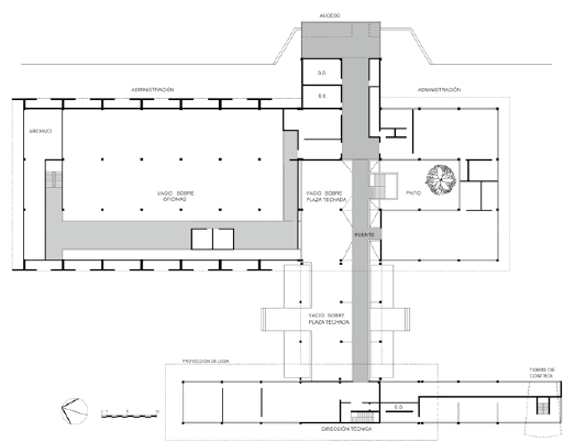Planta arquitectónica nivel 2, en la capitanía del puerto de Acajutla.