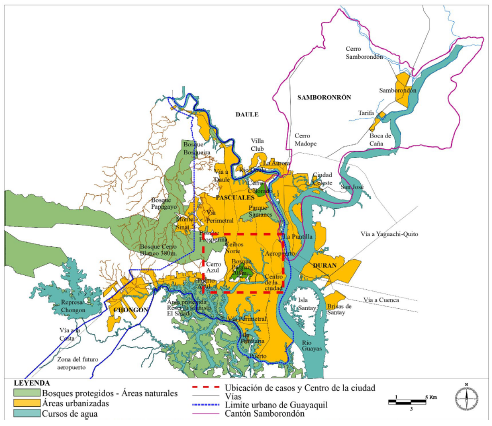 Zona de conurbaci�n de Guayaquil: Guayaquil municipal, cantones Daule, Samborond�n y Dur�n. �reas urbanizadas y bosques protegidos de Guayaquil