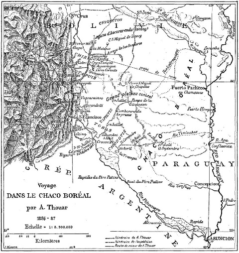 Mapa del recorrido de la misión Thouar